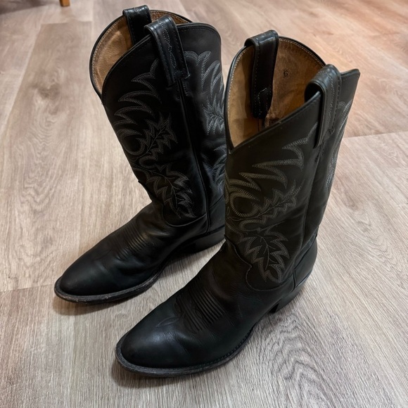Tony Lama Stallion Black Cowboy Boots Men 8.5 EE Leather Western Made in USA main image 12